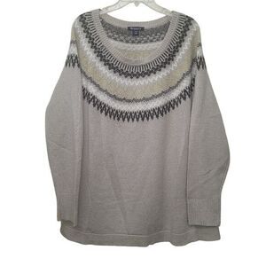 Roamans‎ Womens Plus 1X Size Fair Isle Pullover Sweater Geometric Pattern Preppy